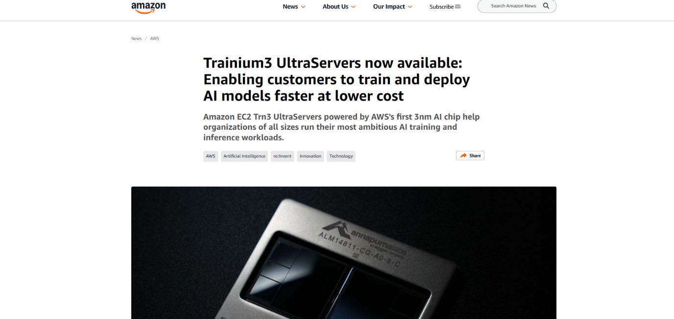 亚马逊新款AI芯片上市！下一代芯片将与英伟达生态“合体”