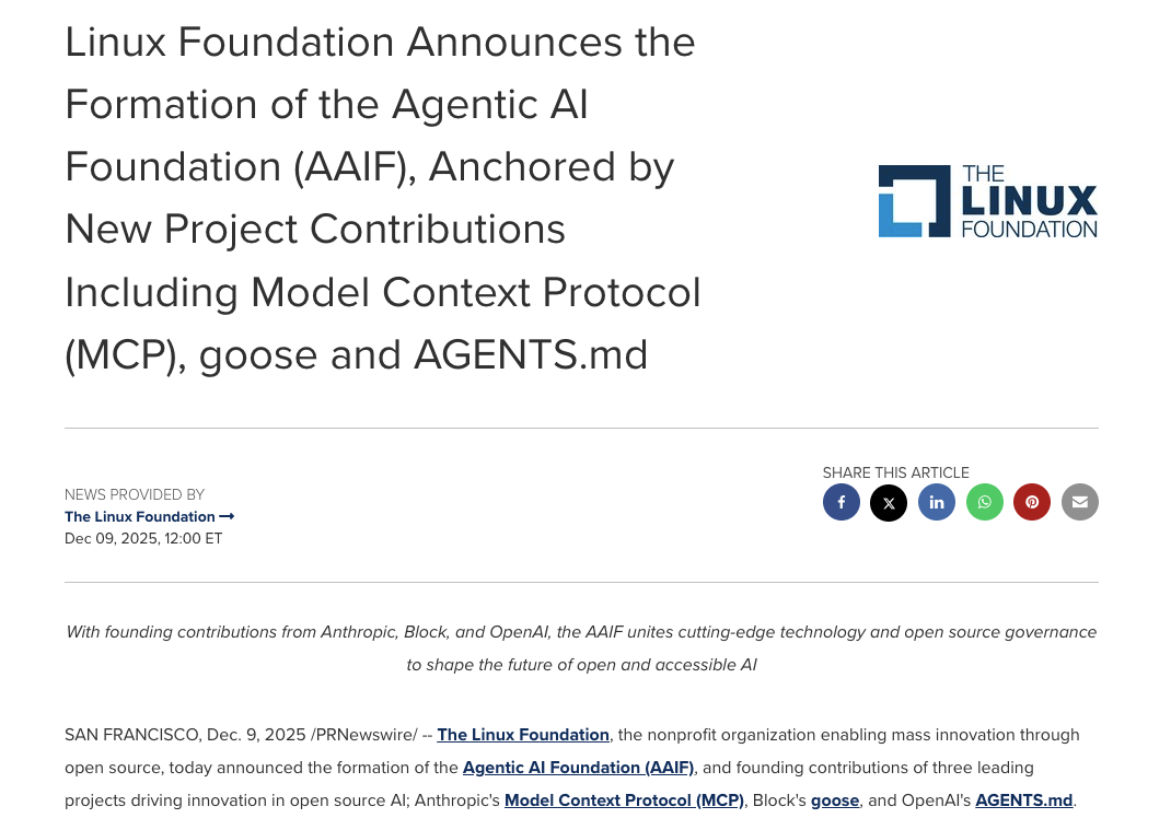 AI代理“行会”成立 谷歌、微软、亚马逊、OpenAI、彭博均在列